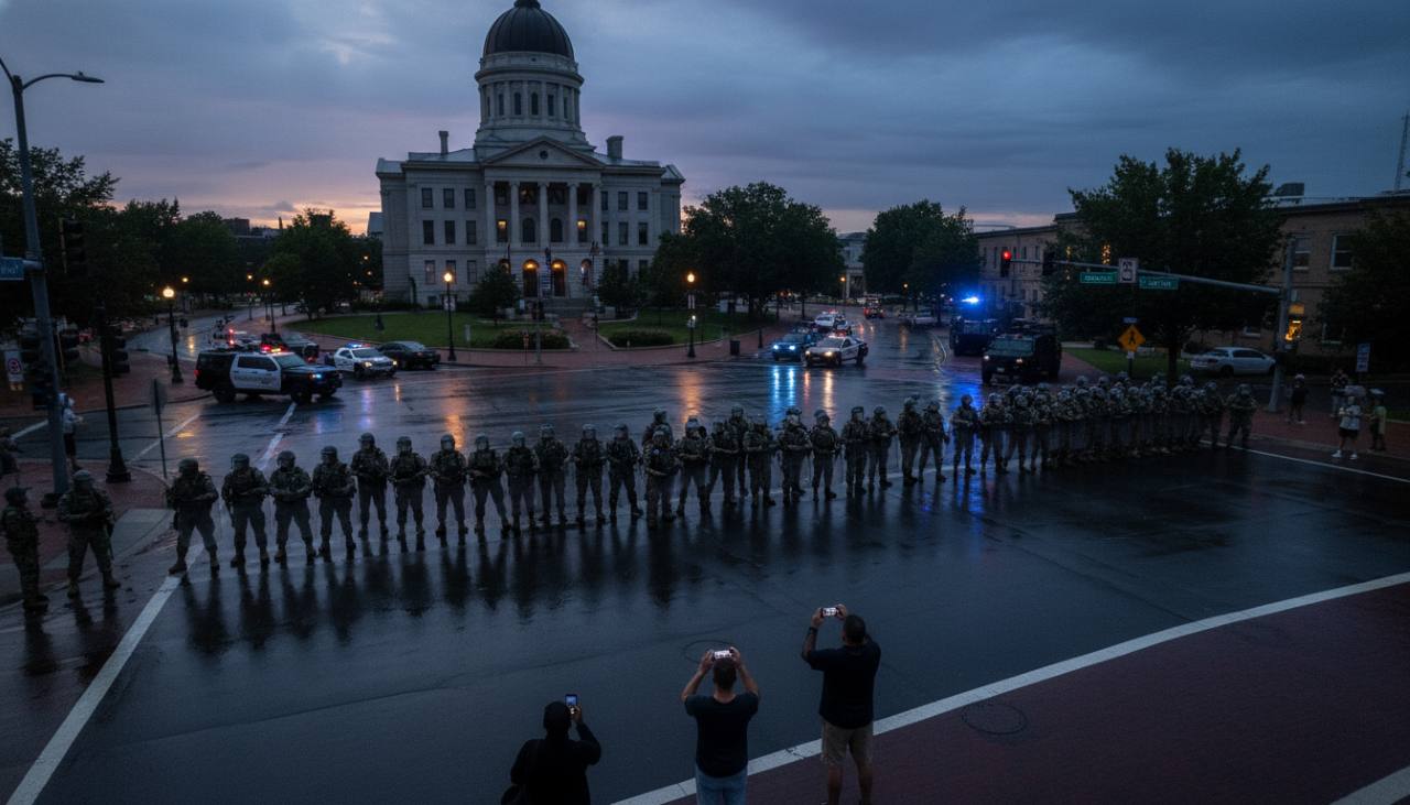 military in american city streets