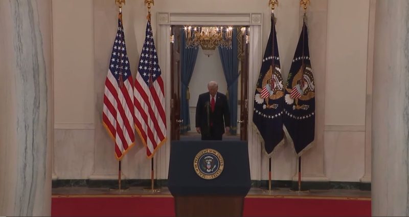 Old orange man gives iran speech