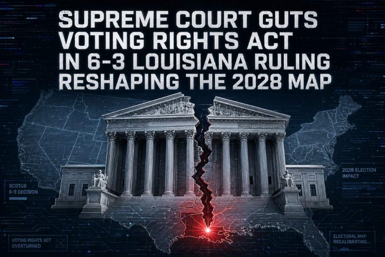 SUPREME COURT GUTS VOTING RIGHTS ACT IN 6-3 LOUISIANA RULING, RESHAPING THE 2028 MAP