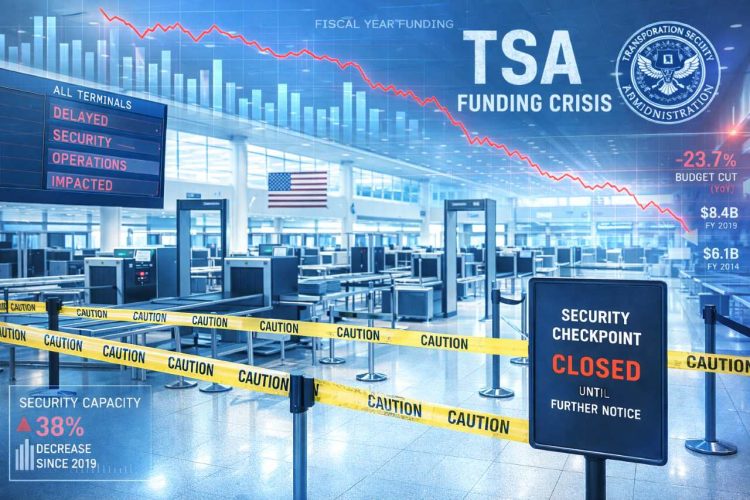 TSA Funding Crisis 2026 DHS Says Airport Security Workers Could Go Unpaid by May as Shutdown Drags On