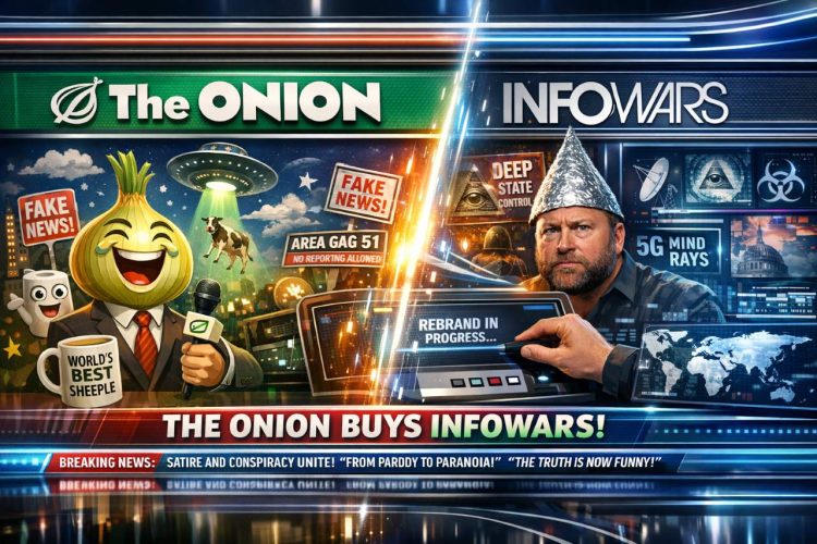 The Onion Buys InfoWars: How Alex Jones' Conspiracy Empire Becomes a Comedy Network for Sandy Hook Justice