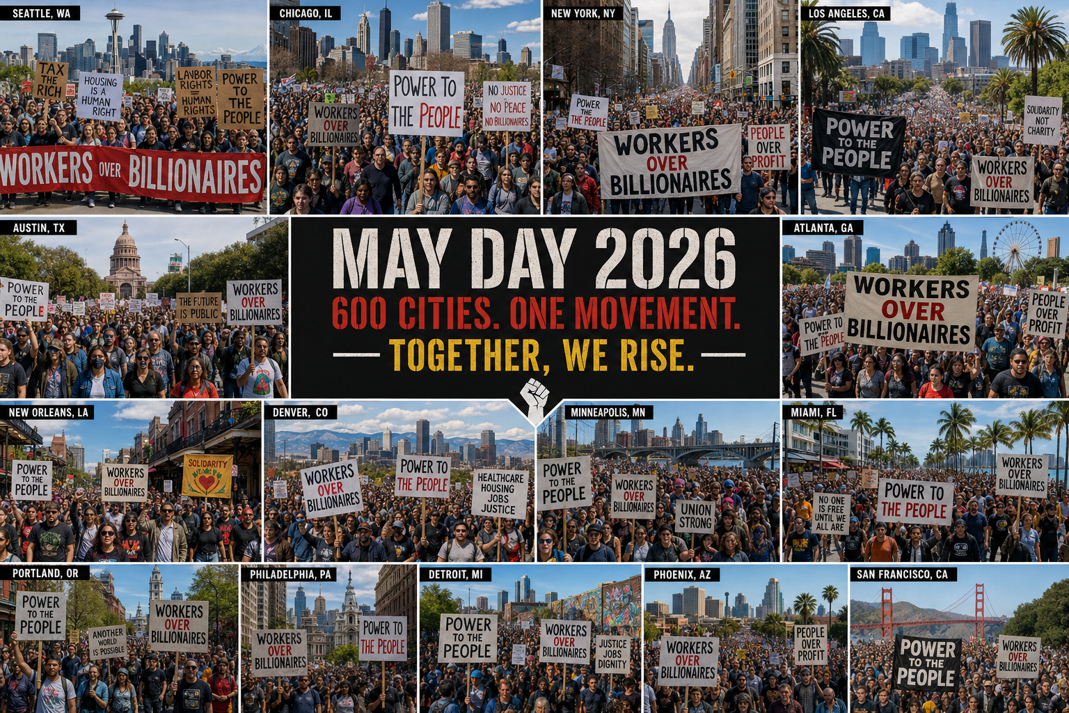 May 1, 2026 will not be remembered as another quiet labor holiday. By dawn, organizers had locked in more than 3,000 events across roughly 600 American cities, with sister rallies firing off from Sydney and Seoul to Paris and Manila.
