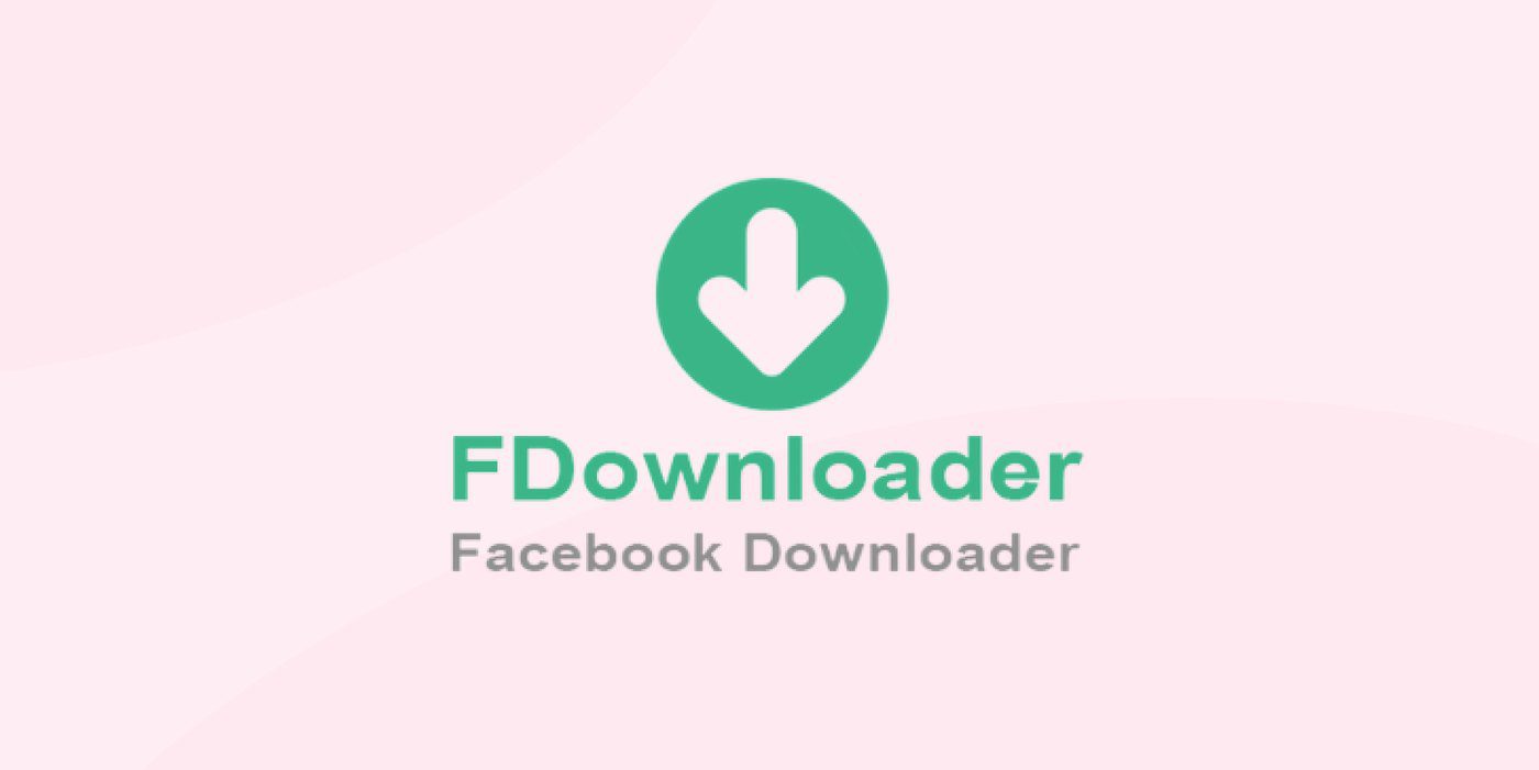FDownloader Facebook Downloader logo on a pale pink background