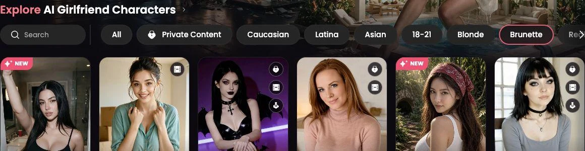 Gallery of realistic AI girlfriend characters in the Candy AI app