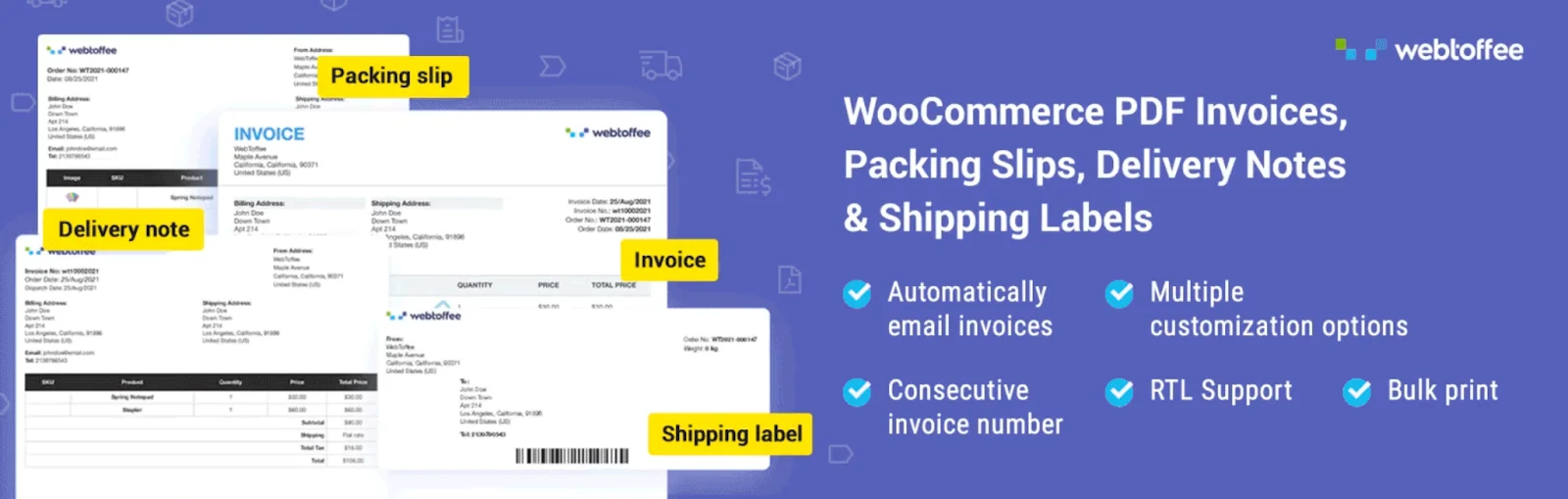 PDF Invoices, Packing Slips and Credit Notes for WooCommerce plugin banner